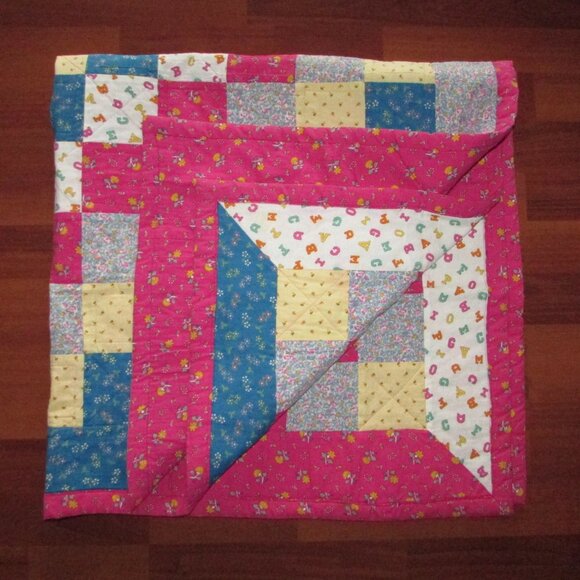 Handmade Patchwork Baby Play Quilt – Vintage Cotton - Picture 10 of 11